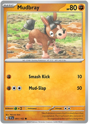 Mudbray Temporal Forces Pokemon Single 091/162