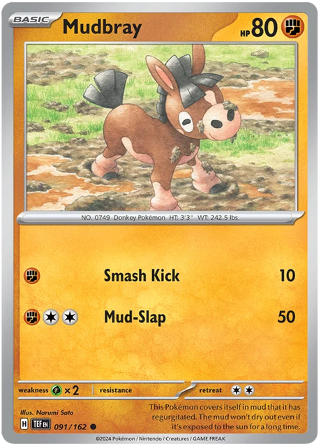 Mudbray Temporal Forces Pokemon Single 091/162