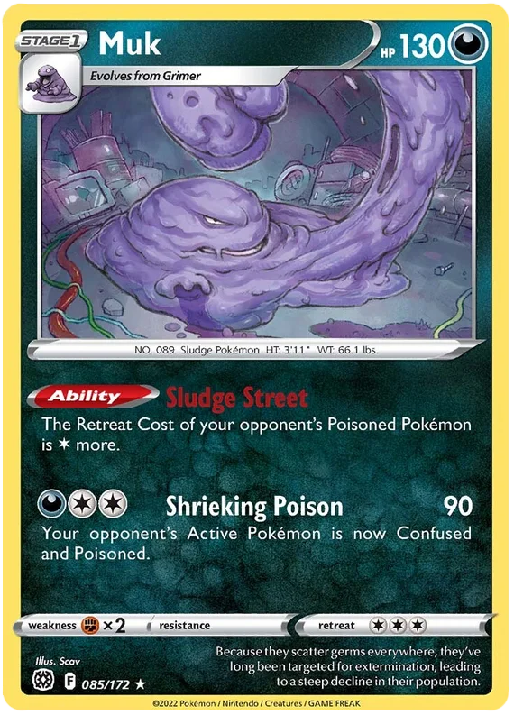 Muk Brilliant Stars Pokemon Card Singles 085/172