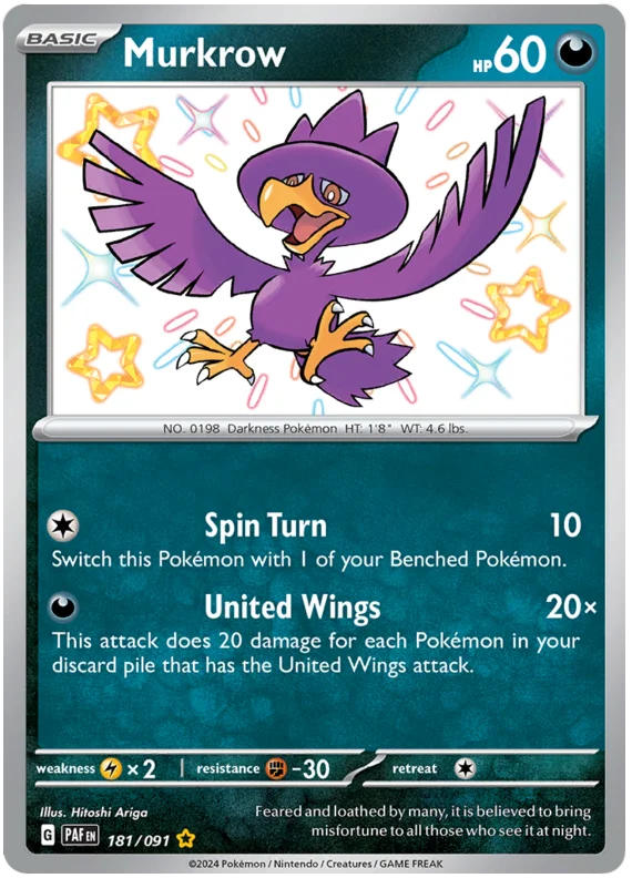 Murkrow Paldean Fates Pokemon Card Single 181/091