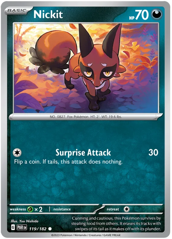 Nickit Paradox Rift Single Pokemon Card 119/182