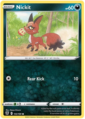 Nickit Astral Radiance Pokemon Card Singles 103/189