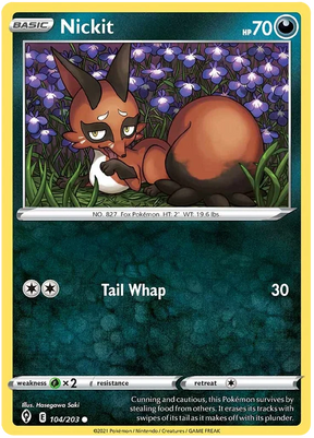 Nickit 104/203 - Pokemon TCG Evolving Skies card