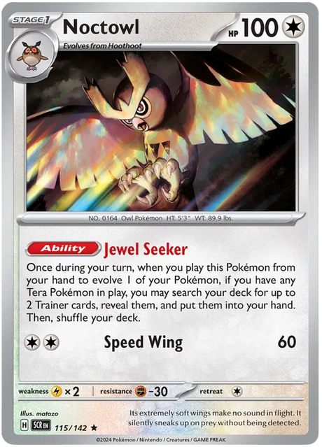 Noctowl Stellar Crown Pokemon Single Card 115/142