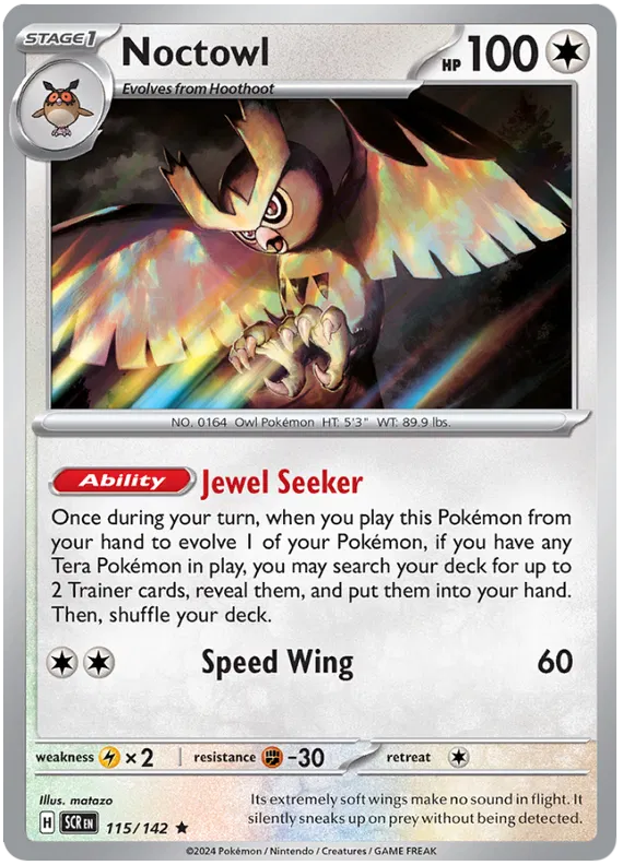 Noctowl Stellar Crown Pokemon Single Card 115/142