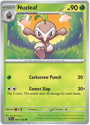 Nuzleaf Temporal Forces Pokemon Single 004/162