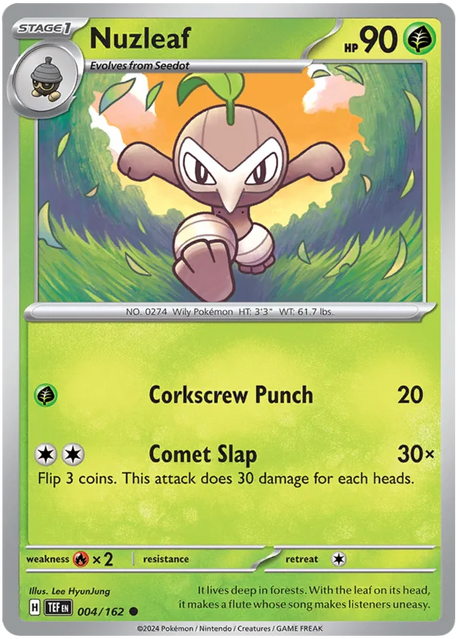 Nuzleaf Temporal Forces Pokemon Single 004/162