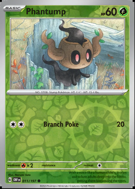 Phantump 011/197, Obsidian Flames, Reverse Holo, representative matte composite