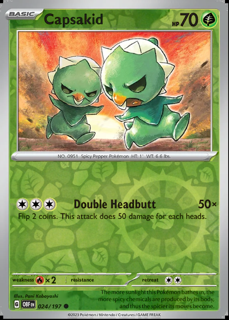 Capsakid 024/197, Obsidian Flames, Reverse Holo, representative matte composite