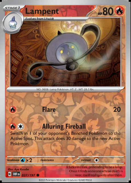 Lampent 037/197, Obsidian Flames, Reverse Holo, representative matte composite
