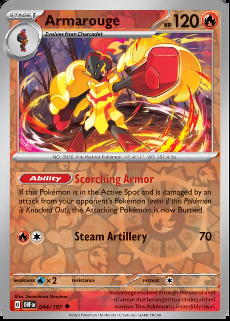 Armarouge 044/197, Obsidian Flames, Reverse Holo, representative matte composite