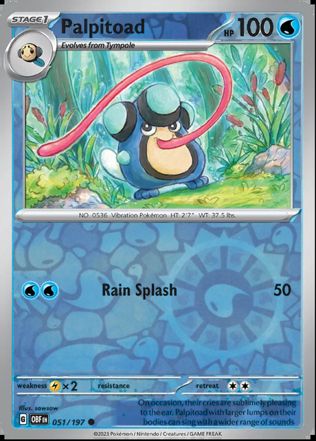 Palpitoad 051/197, Obsidian Flames, Reverse Holo, representative matte composite
