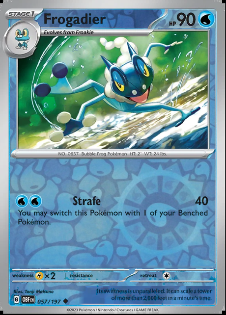 Frogadier 057/197, Obsidian Flames, Reverse Holo, representative matte composite