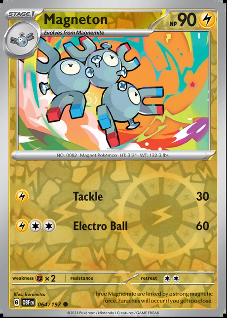 Magneton 064/197, Obsidian Flames, Reverse Holo, representative matte composite