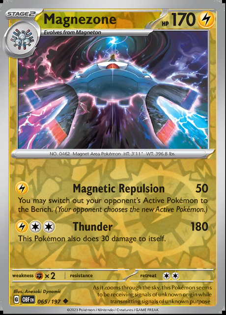Magnezone 065/197, Obsidian Flames, Reverse Holo, representative matte composite