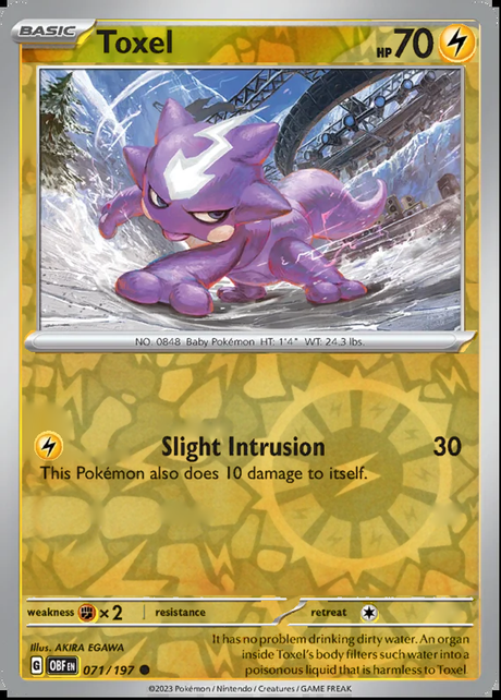 Toxel 071/197, Obsidian Flames, Reverse Holo, representative matte composite