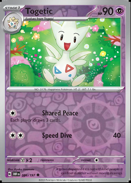 Togetic 084/197, Obsidian Flames, Reverse Holo, representative matte composite