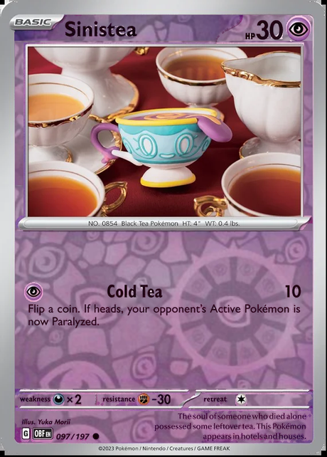 Sinistea 097/197, Obsidian Flames, Reverse Holo, representative matte composite