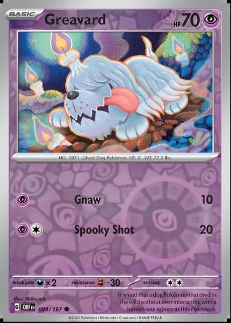 Greavard 099/197, Obsidian Flames, Reverse Holo, representative matte composite