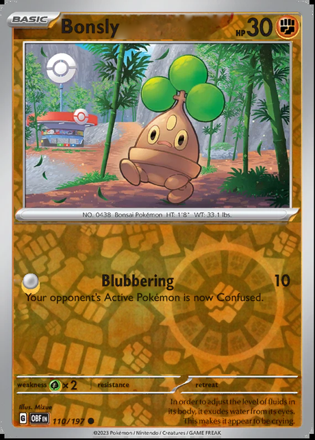 Bonsly 110/197, Obsidian Flames, Reverse Holo, representative matte composite