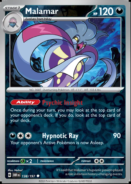 Malamar 138/197, Obsidian Flames, Reverse Holo, representative matte composite