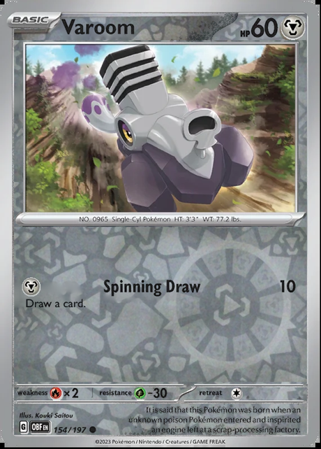 Varoom 154/197, Obsidian Flames, Reverse Holo, representative matte composite