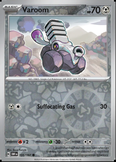 Varoom 155/197, Obsidian Flames, Reverse Holo, representative matte composite