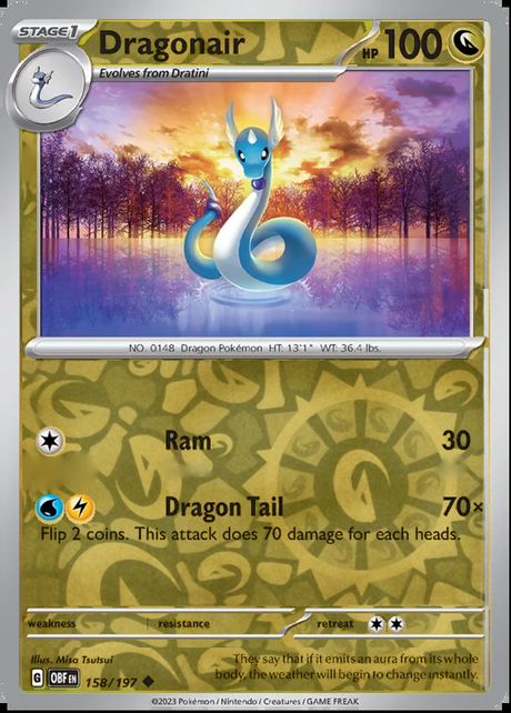 Dragonair 158/197, Obsidian Flames, Reverse Holo, representative matte composite