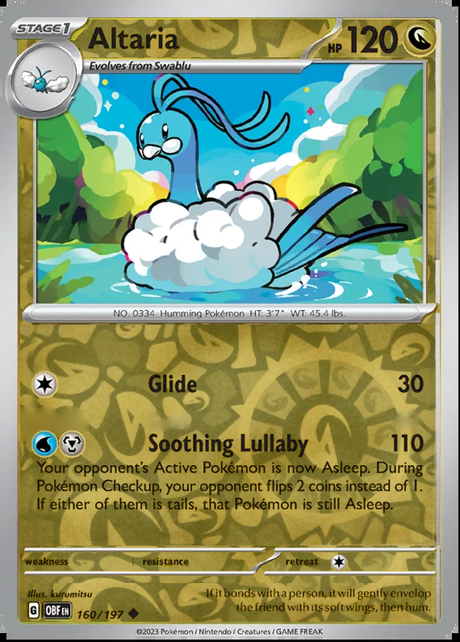 Altaria 160/197, Obsidian Flames, Reverse Holo, representative matte composite