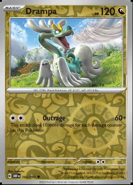Drampa 161/197, Obsidian Flames, Reverse Holo, representative matte composite