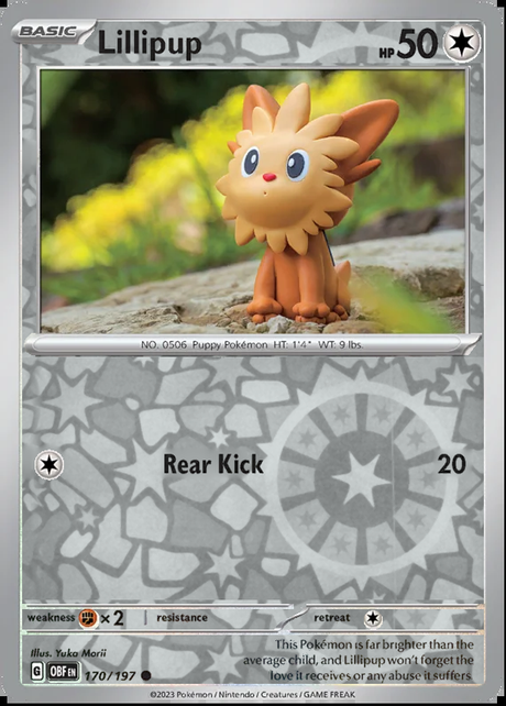 Lillipup 170/197, Obsidian Flames, Reverse Holo, representative matte composite