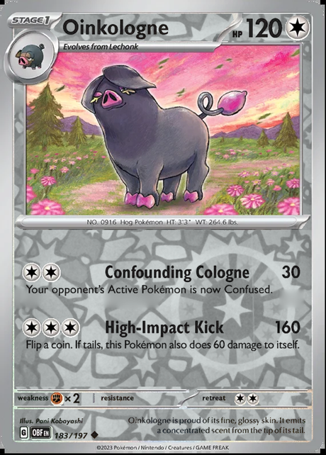Oinkologne 183/197, Obsidian Flames, Reverse Holo, representative matte composite