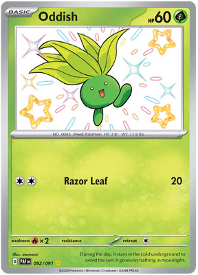 Oddish Paldean Fates Pokemon Card Single 092/091