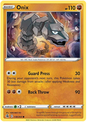 Onix Fusion Strike Pokemon Card Singles 138/264