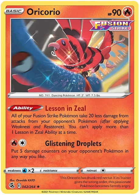 Oricorio Fusion Strike Pokemon Card Singles 042/264