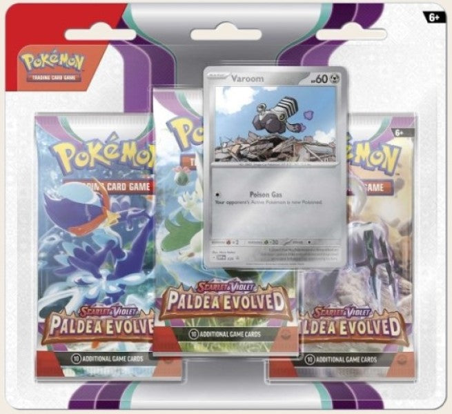 Pokemon Paldea Evolved 3 Pack Blister with Varoom Promo Card