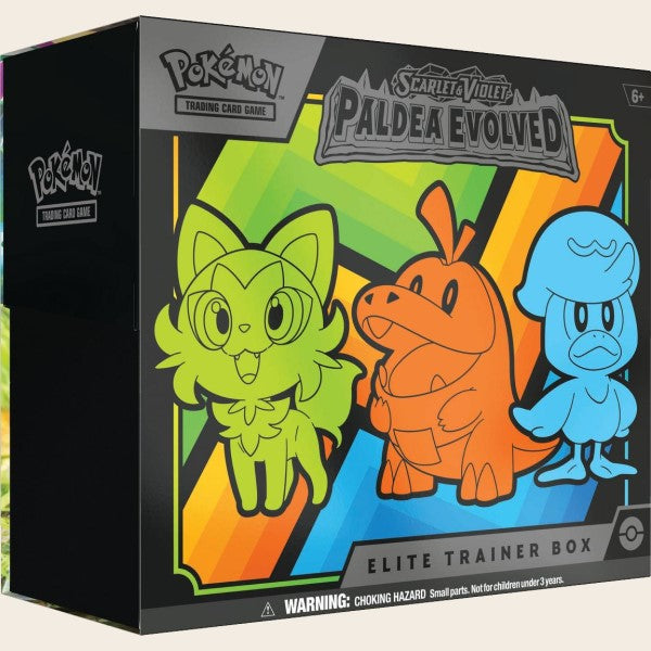 Pokemon Paldea Evolved Elite Trainer Box Featuring Sprigatito, Fuecoco, and Quaxly (SV2)