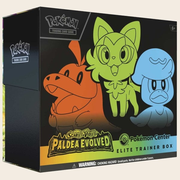 Pokemon Center Paldea Evolved Elite Trainer Box Featuring Sprigatito, Fuecoco, and Quaxly (SV2)