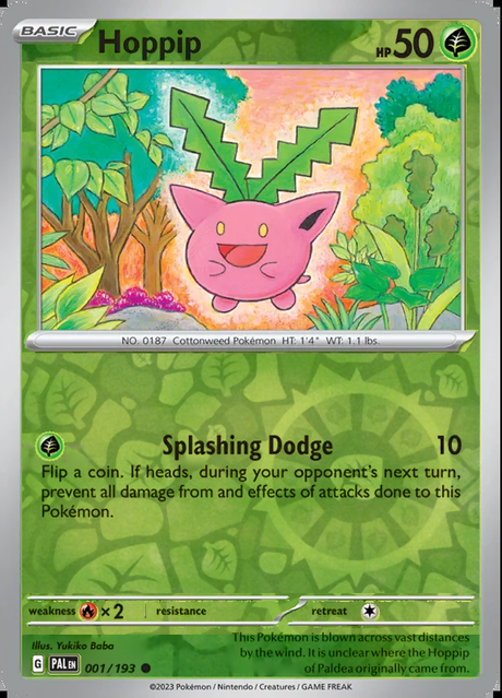 Hoppip 001/193, Paldea Evolved, Reverse Holo, representative matte composite