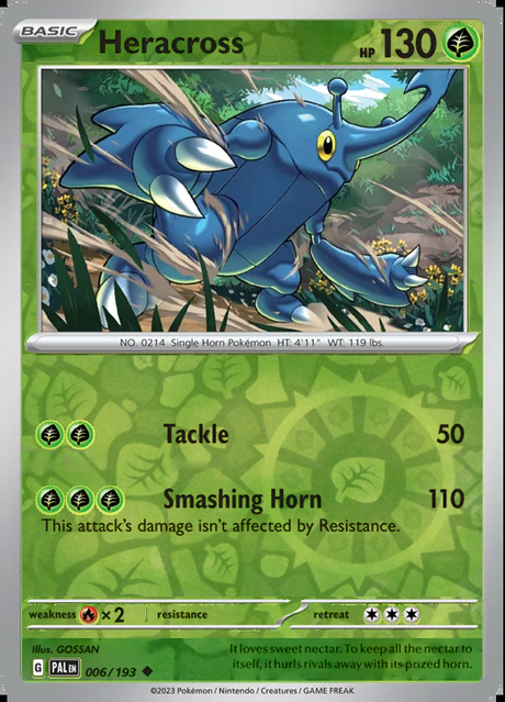 Heracross 006/193, Paldea Evolved, Reverse Holo, representative matte composite