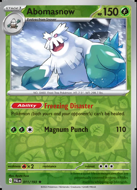 Abomasnow 011/193, Paldea Evolved, Reverse Holo, representative matte composite