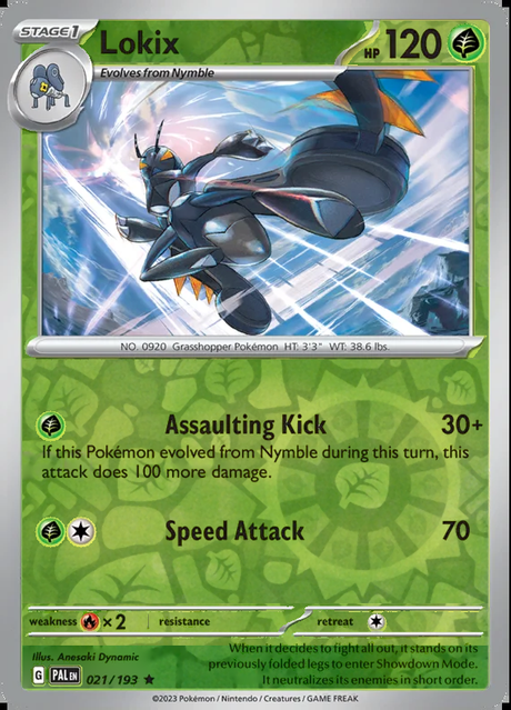 Lokix 021/193, Paldea Evolved, Reverse Holo, representative matte composite