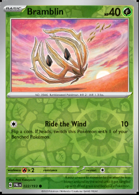 Bramblin 022/193, Paldea Evolved, Reverse Holo, representative matte composite