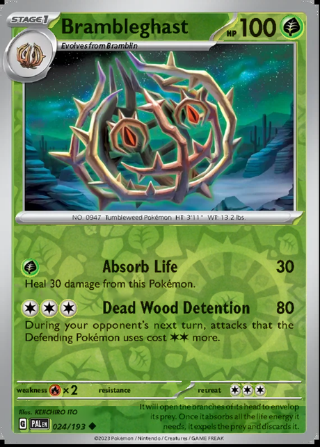 Brambleghast 024/193, Paldea Evolved, Reverse Holo, representative matte composite