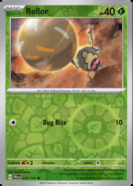 Rellor 025/193, Paldea Evolved, Reverse Holo, representative matte composite