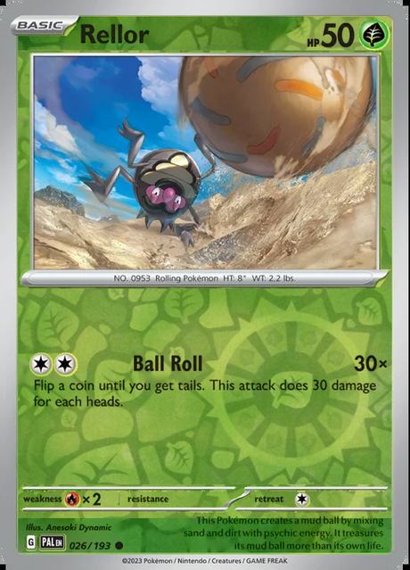 Rellor 026/193, Paldea Evolved, Reverse Holo, representative matte composite