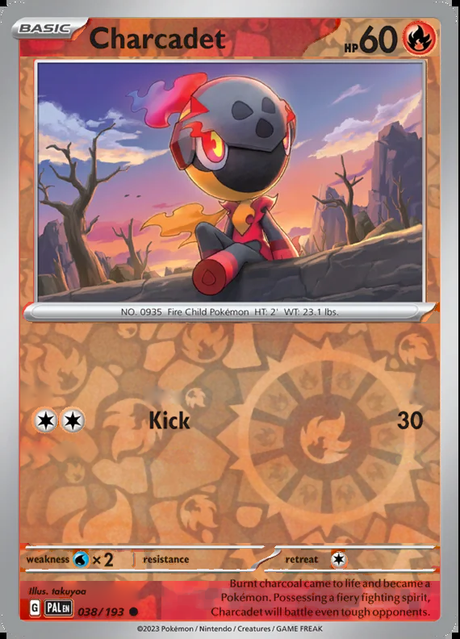Charcadet 038/193, Paldea Evolved, Reverse Holo, representative matte composite