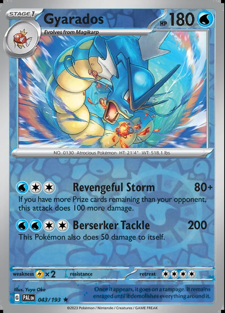 Gyarados 043/193, Paldea Evolved, Reverse Holo, representative matte composite