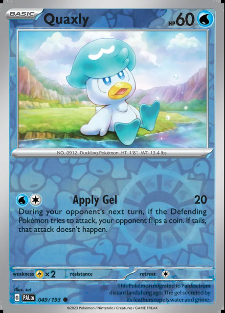 Quaxly 049/193, Paldea Evolved, Reverse Holo, representative matte composite