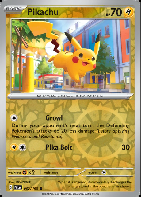 Pikachu 062/193, Paldea Evolved, Reverse Holo, representative matte composite